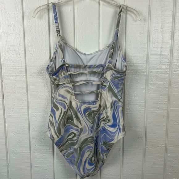 Hurley Women One Piece Swimsuit Bathing Suit Blue Green Beach Vacation Medium - Picture 6 of 9